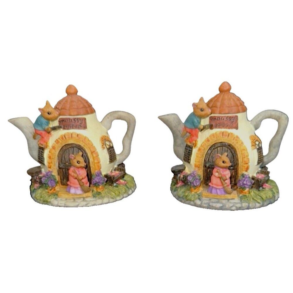 Dezine Moussy Lodge Mini Cottage Mini Teapot 1993 Decoration 3" Removable Lid